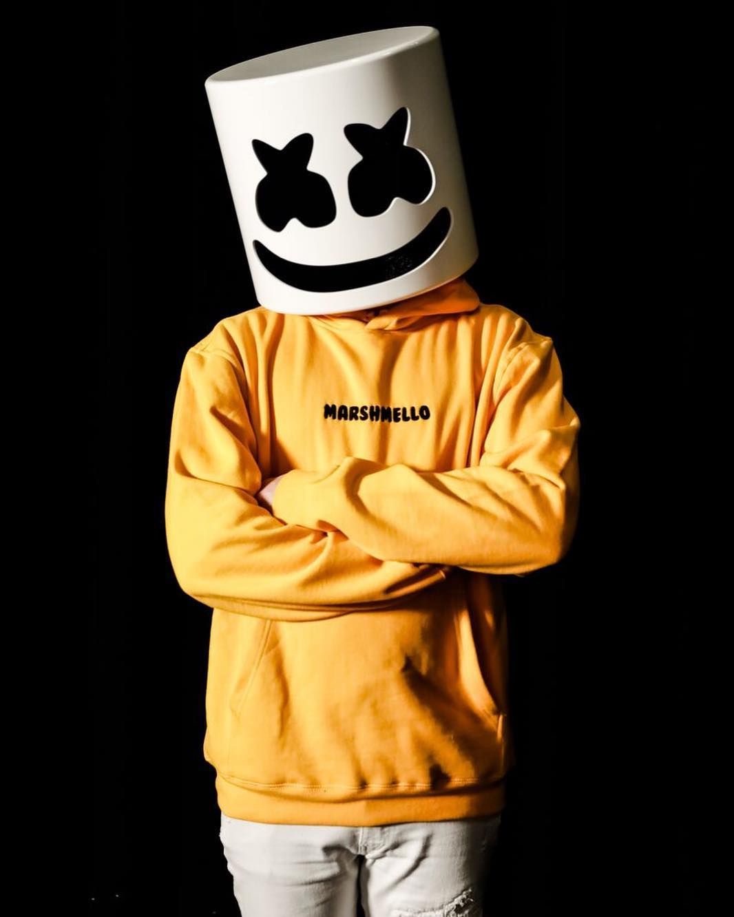 marshmello orange and black hoodie