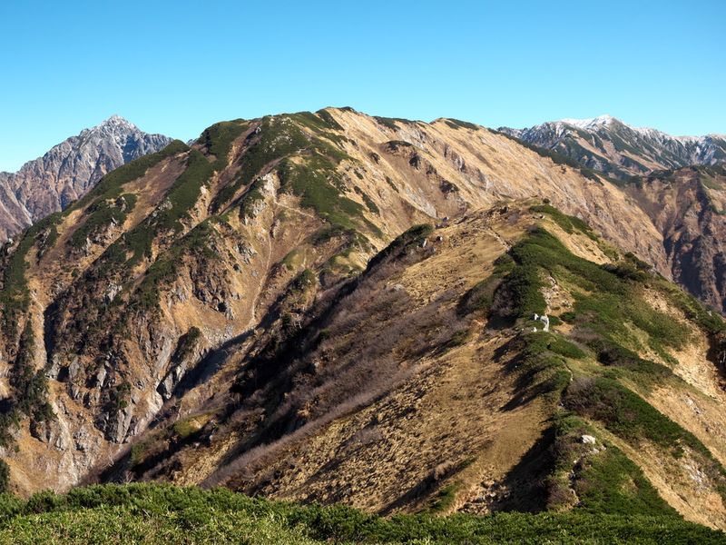 大日岳、雪の立山、紅葉の称名滝の写真 